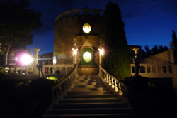 View of villa at night